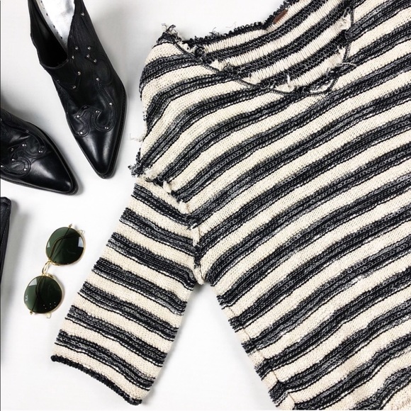 Free People Sweaters - Free People • Black and White Striped Sweater